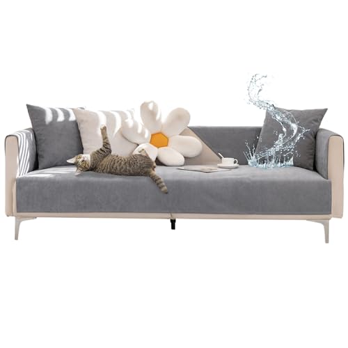 ZYBSLCSY 100% Wasserdicht Vier Jahreszeiten Sofabezug, Universell Gemütliche Chenille-Stoff Couchbezug Anti-Rutsch-Couchbezug, Möbelschutz Für Hunde (90×180cm,Dark Grey) von ZYBSLCSY