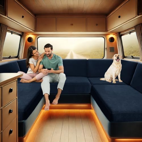 ZYBSLCSY Bezüge Wohnwagen Polster, Wohnwagen Polsterbezüge rutschfeste Mit 2 Festes Gummiband, Sofa Sitzkissen Bezüge Für Wohnwagenpolster Spannbezug Sitzbank (Navy Blue,Großer 1-Sitzer) von ZYBSLCSY