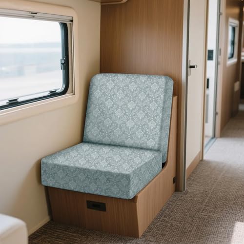 ZYBSLCSY Samt Geprägte Wohnwagen Polsterbezüge Im Set (2 Stück), rutschfeste Bezüge Für Wohnwagenpolster, Elastischer Sofa Sitzkissenbezug Für Wohnmobile Mit 4 Bändern (Light Blue,Square - M) von ZYBSLCSY