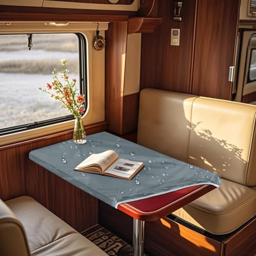 ZYBSLCSY Samt Tischdecken Und Transparente PVC Table Sheet, rutschfeste Tablecloth Für Den Außenbereich, Geeignet Für Wohnmobile, Gärten Und Pavillons (Grey Blue,Width 75cm,Length 245cm) von ZYBSLCSY