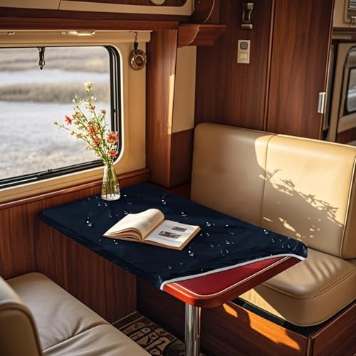 ZYBSLCSY Samt Tischdecken Und Transparente PVC Table Sheet, rutschfeste Tablecloth Für Den Außenbereich, Geeignet Für Wohnmobile, Gärten Und Pavillons (Navy Blue,Diameter 150cm) von ZYBSLCSY