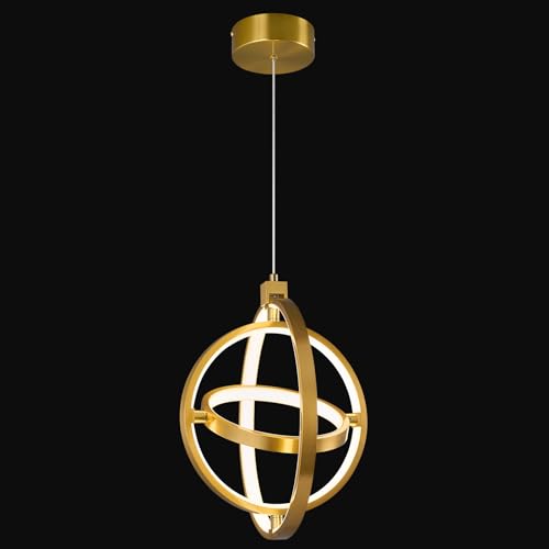 ZYBWL Moderne LED Pendelleuchte Gold Runde Ring Pendelleuchte Höhenverstellbare Pendelleuchte Passend für Küche Insel Schlafzimmer Wohnzimmer Foyer(3-Ringe) von ZYBWL