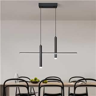 ZYBWL Moderne LED lineare Pendelleuchte mit Dual Spotlights Dimmbare 6000K Pendelleuchten Küche Insel Decke Hängende SandSchwarze Kronleuchter für Esszimmer Tisch Küche Wohnzimmer Schlafzimmer von ZYBWL