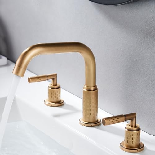 ZYCDP 3 Loch Waschtischarmatur Retro 360 Drehbar Wasserhahn Bad Zweigriff aus Messing Antik von ZYCDP