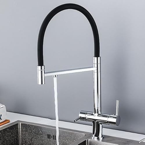 ZYCDP 3 Wege Wasserhahn für Osmoseanlage, 2 Wasserauslässe, Küchenarmatur 360 Grad, Trinkwasser 3 Wege Küchenmischbatterien, Chrom von ZYCDP