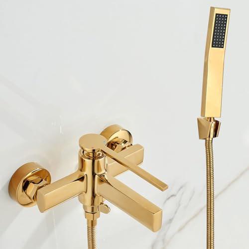 ZYCDP Armatur Dusche Unterputz Badewannenarmatur Wasserfall mit Handbrause Warm und Kalt Gold von ZYCDP