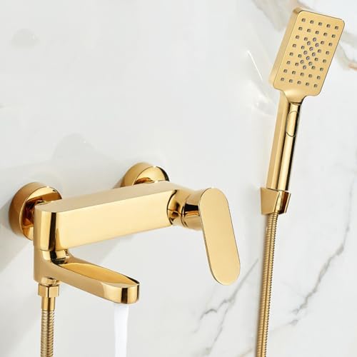ZYCDP Armatur Dusche Unterputz Einhebelmischer Dusche mit 2 Ausgängen mit Handbrause Gold von ZYCDP