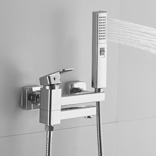ZYCDP Armatur Dusche Unterputz mit Handbrause Einhebelmischer Dusche 2 Auslässe Messing Chrom von ZYCDP
