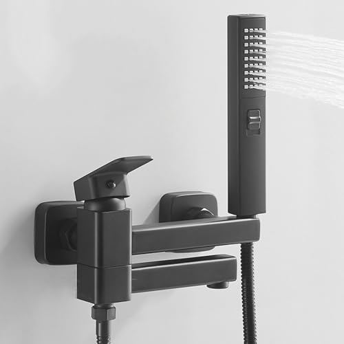 ZYCDP Armatur Dusche Unterputz mit Handbrause Einhebelmischer Dusche 2 Auslässe Messing Schwarz von ZYCDP