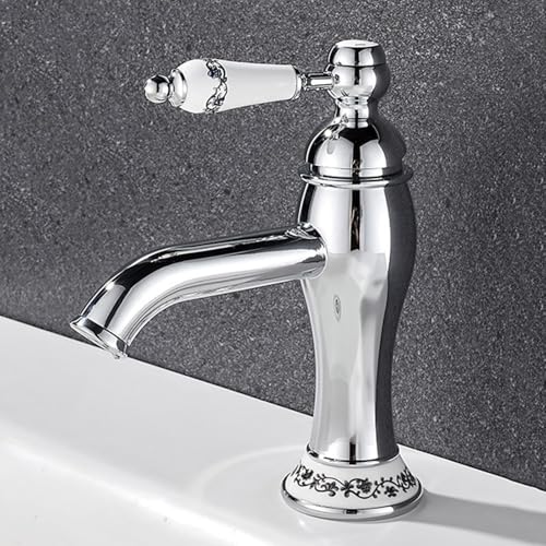 ZYCDP Bad Armatur Waschbecken Vintage Einhebelmischer Waschtischarmaturen Messing Chrom ZYCDP Bad Armatur Waschbecken Vintage Einhebelmischer Waschtischarmaturen Messing Chrom von ZYCDP
