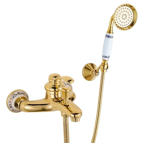 ZYCDP Badewannenarmatur Unterputz mit Handbrause Messing Mischbatterie Dusche Einhebel Gold von ZYCDP