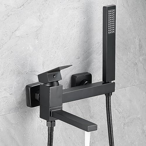ZYCDP Badewannenarmatur Unterputz mit Handbrause Messing Mischbatterie Dusche Einhebel Schwarz von ZYCDP
