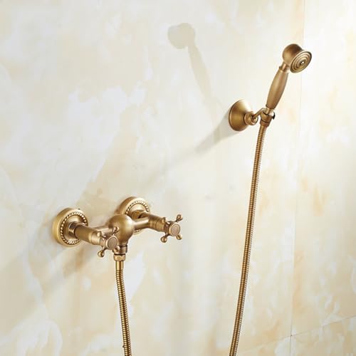 ZYCDP Dusch Armaturen Set Unterputz Retro Badewannenarmatur mit Handbrause Messing Antiquität von ZYCDP