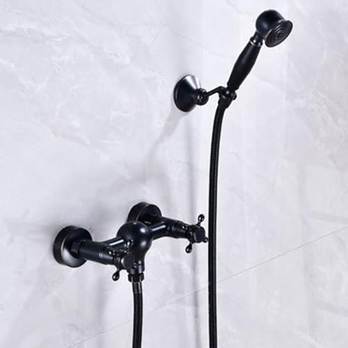 ZYCDP Dusch Armaturen Set Unterputz Retro Badewannenarmatur mit Handbrause Messing Schwarz Antiquität von ZYCDP