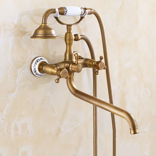 ZYCDP Dusch Armaturen Set Unterputz mit Handbrause Mischbatterie Badewanne Retro Messing Antiquität ZYCDP Dusch Armaturen Set Unterputz mit Handbrause Mischbatterie Badewanne Retro Messing Antiquität von ZYCDP