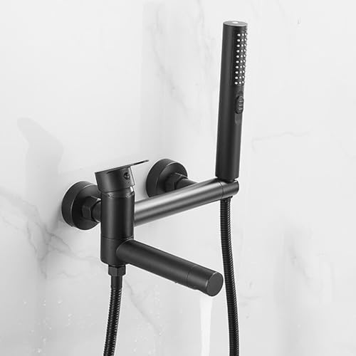 ZYCDP Dusche Armaturen Unterputz Einhebel Badewannenarmatur mit Handbrause Messing Schwarz von ZYCDP