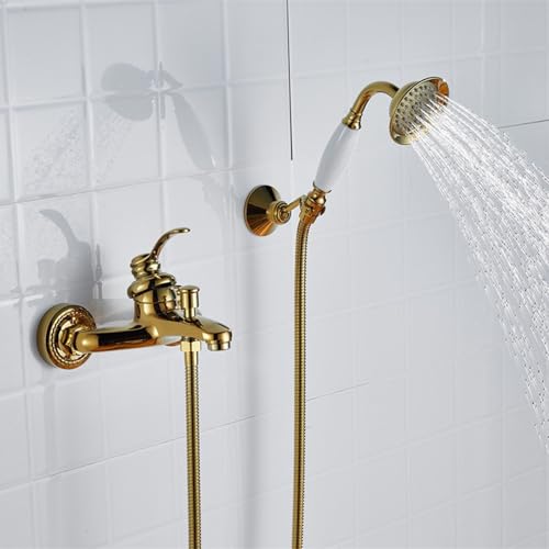 ZYCDP Dusche Mischbatterie Unterputz Einhebel Badewannen Armaturen mit Handbrause Gold von ZYCDP
