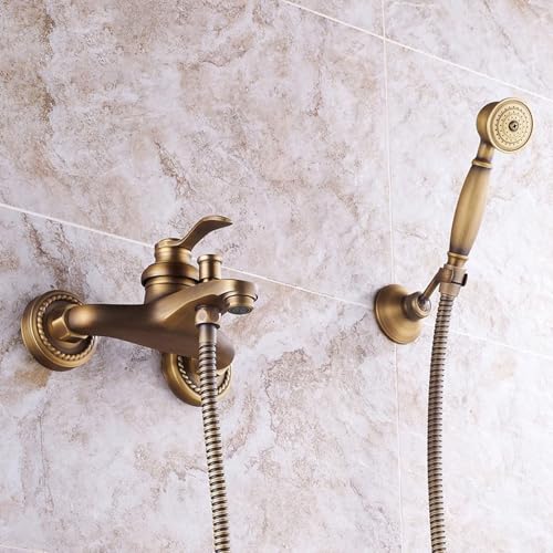 ZYCDP Einhebel Mischbatterie Dusche Unterputz Armatur Badewanne mit Handbrause Messing Antiquität von ZYCDP