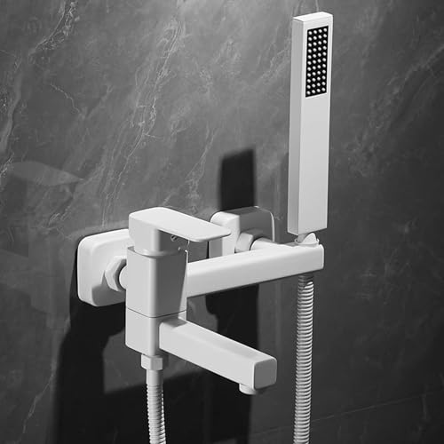 ZYCDP Einhebel Mischbatterie Dusche Unterputz Armatur Badewanne mit Handbrause Messing Weiß von ZYCDP