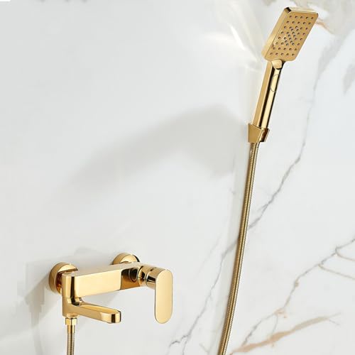 ZYCDP Einhebel Mischbatterie Dusche Unterputz Badewannenarmatur mit Handbrause Messing Gold von ZYCDP