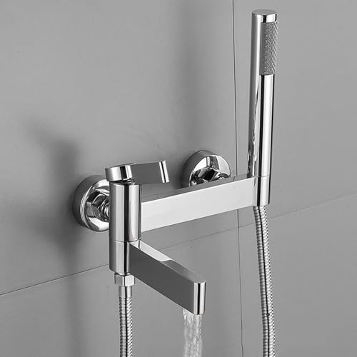 ZYCDP Einhebelmischer Badewanne Unterputz Badewannenarmatur mit Handbrause Messing Chrom von ZYCDP