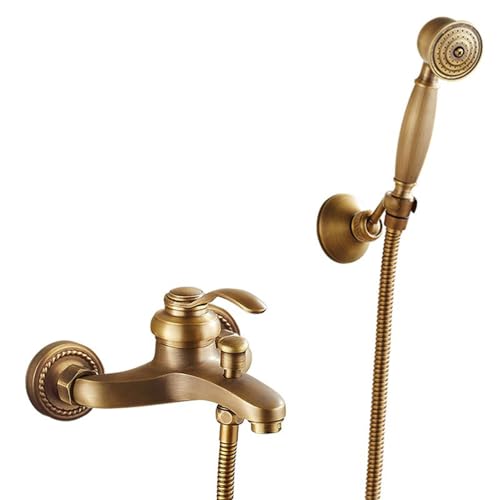 ZYCDP Einhebelmischer Dusche Unterputz Badewannenarmatur mit Handbrause Messing Antiquität von ZYCDP