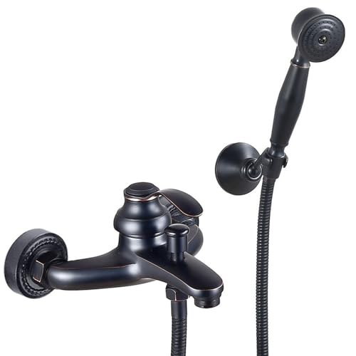 ZYCDP Einhebelmischer Dusche Unterputz Badewannenarmatur mit Handbrause Messing Schwarz Antiquität von ZYCDP