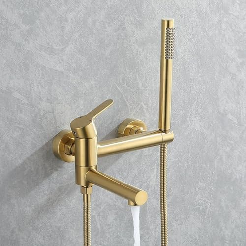 ZYCDP Mischbatterie Dusche Unterputz mit Handbrause Badewannenarmatur Messing Warm und Kalt Gold Gebürstet von ZYCDP