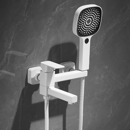 ZYCDP Mischbatterie Dusche Unterputz mit Handbrause Messing Einhebelmischer Badewanne Weiß von ZYCDP