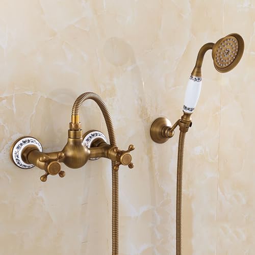 ZYCDP Mischbatterie Dusche Vintage Zweigriff Badewannenarmatur Unterputz mit Handbrause Antiquität von ZYCDP