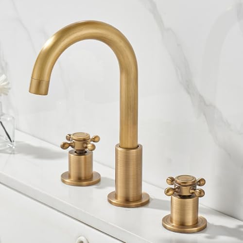ZYCDP Waschtischarmatur 3 Loch 360 Drehbar 2 Griff Armatur Waschbecken Warm und Kalt Antik von ZYCDP