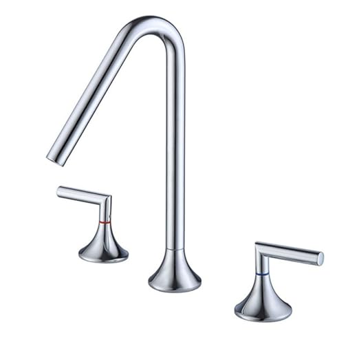 ZYCDP Waschtischarmatur 3 Loch Doppelgriff Wasserhahn Bad 360 Grad Drehbar aus Messing Chrom ZYCDP Waschtischarmatur 3 Loch Doppelgriff Wasserhahn Bad 360 Grad Drehbar aus Messing Chrom von ZYCDP
