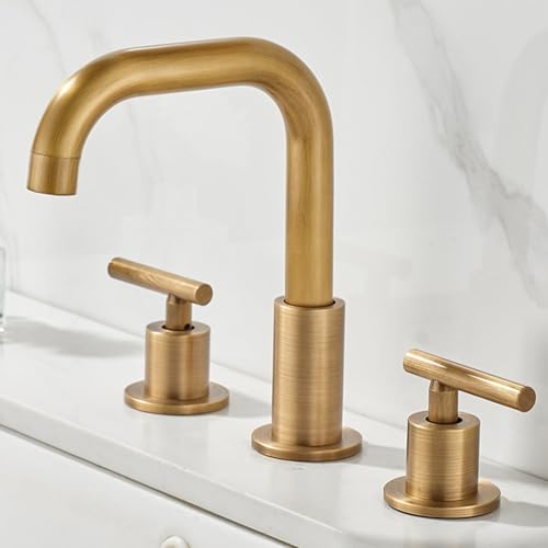 ZYCDP Waschtischarmatur 3 Loch Zweigriffmischer Badezimmer Wasserhahn Retro 360 Drehbar Antik von ZYCDP