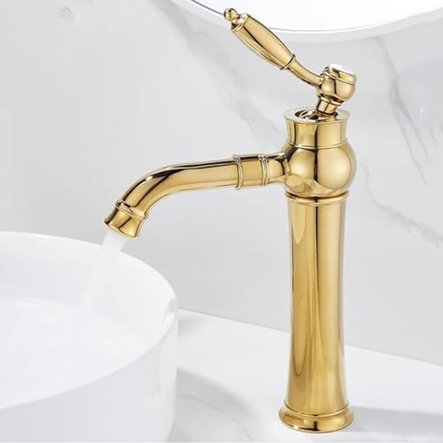 ZYCDP Waschtischarmatur Retro Vintage Waschbeckenarmatur Einhebel 360 Grad Drehbar Gold Hoch ZYCDP Waschtischarmatur Retro Vintage Waschbeckenarmatur Einhebel 360 Grad Drehbar Gold Hoch von ZYCDP