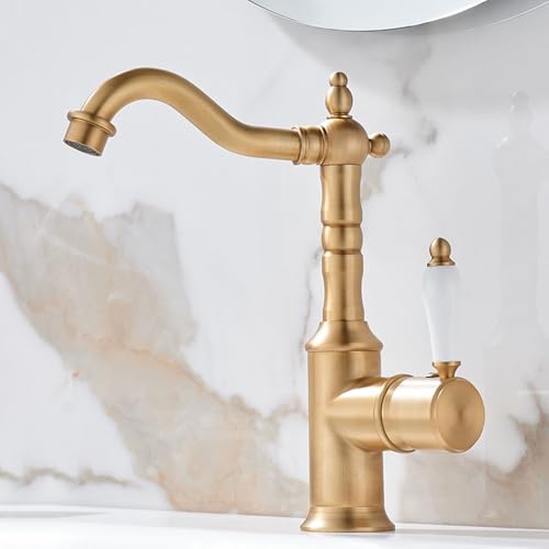 ZYCDP Wasserhahn Bad Retro Vintage Einhand Mischbatterie Waschbecken 360 Grad Drehbar Antiquität Kurz ZYCDP Wasserhahn Bad Retro Vintage Einhand Mischbatterie Waschbecken 360 Grad Drehbar Antiquität Kurz von ZYCDP