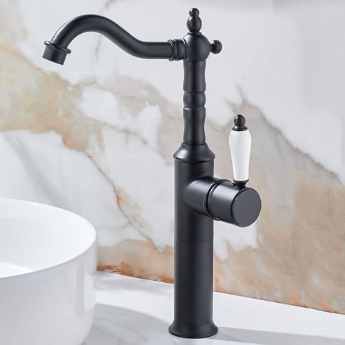 ZYCDP Wasserhahn Bad Retro Vintage Einhand Mischbatterie Waschbecken 360 Grad Drehbar Schwarz Hoch ZYCDP Wasserhahn Bad Retro Vintage Einhand Mischbatterie Waschbecken 360 Grad Drehbar Schwarz Hoch von ZYCDP