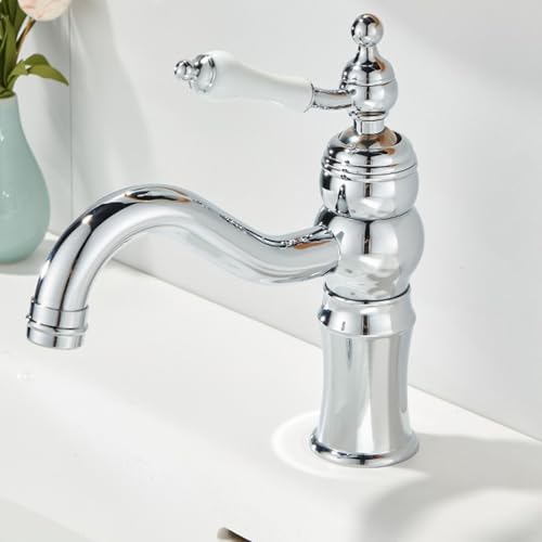 ZYCDP Wasserhahn Bad Retro Vintage Waschtischarmatur 360 Drehbar Einhebelmischer Chrom ZYCDP Wasserhahn Bad Retro Vintage Waschtischarmatur 360 Drehbar Einhebelmischer Chrom von ZYCDP