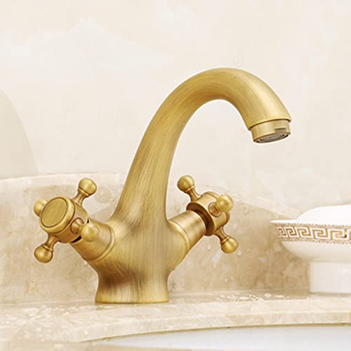 ZYCDP Wasserhahn Bad Waschbecken Retro, Armatur Retro Zweigriff für Waschbecken Waschtisch Bad, Waschbecken Armaturen Messing, Retro Mischbatterie Warmes Und Kaltes Wasser, Antik ZYCDP Wasserhahn Bad Waschbecken Retro, Armatur Retro Zweigriff für Waschbecken Waschtisch Bad, Waschbecken Armaturen Messing, Retro Mischbatterie Warmes Und Kaltes Wasser, Antik von ZYCDP
