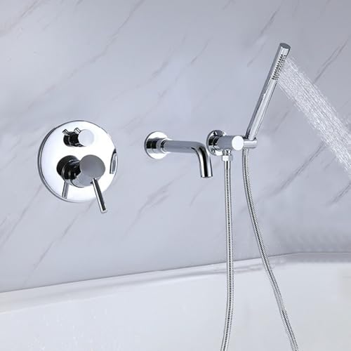 ZYCDP Wasserhahn Badewanne Unterputz Einhebelmischer Mischbatterie Dusche 2 Ausgänge Chrome ZYCDP Wasserhahn Badewanne Unterputz Einhebelmischer Mischbatterie Dusche 2 Ausgänge Chrome von ZYCDP
