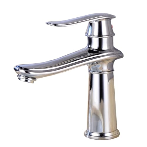 ZYCDP Wasserhahn Waschbecken Retro Badarmatur Kaltes und Heißes Einhandmischer Waschbecken Armaturen Bad Vintage, Chrom, Kurz von ZYCDP