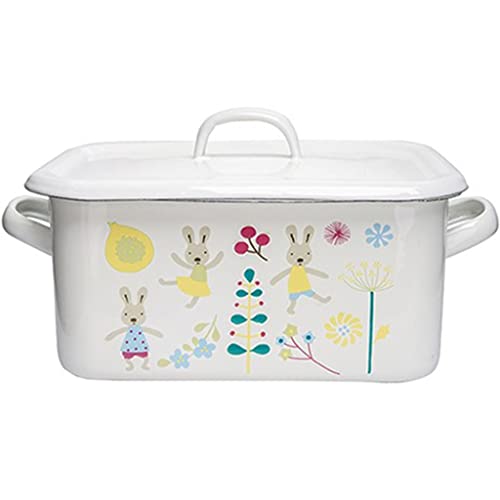 Brotkasten Klein Klassischer Britischer Stil Brotbox, Emaille-Handwerk Mit Niedlichem Löwen- Und Hasenmuster Lebensmittelbehälter Mit Doppelgriff Und Deckel von ZYCSH