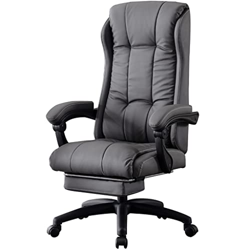 Chefsessel Leder Ergonomisches Liegen Computerstuhl, Bequem Und Sitzend Zu Hause Bürostuhl, Mobiler Drehstuhl, Lager 125kg/275.6lbs (Color : Light Gray, S : 112-120 * 52cm) von ZYCSH