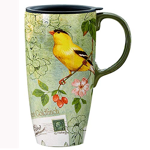 Kaffeetassen KaffeeTasse Keramiktasse mit Deckel, Home Water Cup Paar Tasse, große Kapazität handgemalte Blume Teetasse Milch Kaffeetasse, 500ml (Color : GreenB, Size : 500ml) von ZYCSKTL