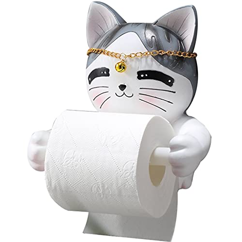 Toilettenpapierhalterung Cartoon Katze Rollenpapier Lagerregal An Der Schlafzimmerwand, Restaurant Wand-Dekorregal Für Papierhandtücher, Wanddekoration ( Color : Gray+white B , Size : 19*13*20cm ) von ZYCSKTL