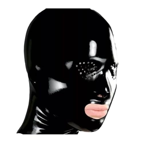 BDSM Bondage Maske Halloween Cosplay Latex Maske Enges Kostüm Kopfbedeckung Fetisch Sex Gummimaske Sklave Training SM Maske Latex Sexspielzeug Für Frauen Männer Paare,L,Black von ZYDHHP