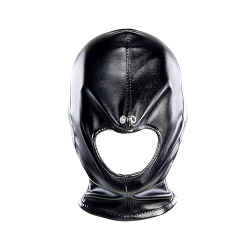 BDSM Ledermaske Verstellbare Männliche Und Weibliche Bondage Maske Extreme Sklaven Sexspielzeug Fetisch Maske SM Maskerade Maske Cosplay Halloween Maske Leder Mund Und Nasenöffnung,S,Black von ZYDHHP