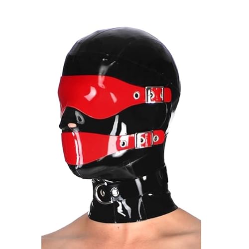 Bondage Kopfmaske Sex Latexmaske Mit Augenklappe Und Maske BDSM Spielzeug Gummimaske Party Halloween Maske Maske Fetisch SM Bondage Slave Sexspielzeug Für Erwachsene Männer Frauen,M,Black von ZYDHHP