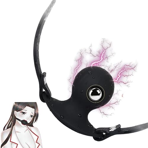ZYDHHP 15 m Fernbedienung 7 Frequenz Elektroschock Knebel Verstellbar SM Extrem Elektrostimulations Mundknebel Elektrisch Gag Silikon Ball Knebel Fetisch BDSM Spielzeug Für Männer Und Frauen von ZYDHHP