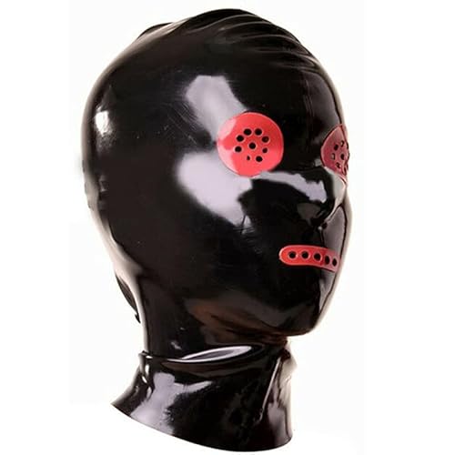 Gummimaske Halloween Maske Bondage Latexmaske BDSM Spiel Erstickungs Latexmaske Fetisch Cosplay Maske Kopfbedeckung Sexmaske SM Extreme Sexspielzeug Für Paare Männer Frauen,M,Black von ZYDHHP