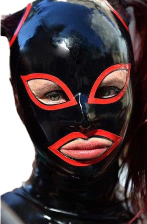 Halloween Party Cosplay Maske SM Fetisch Extreme Sex Latexmaske Kopfbedeckung Bondage Maske BDSM Spielzeug Für Männer Und Frauen Latex Kopfmaske Gummimaske Maskerade Maske,2XL,Black von ZYDHHP